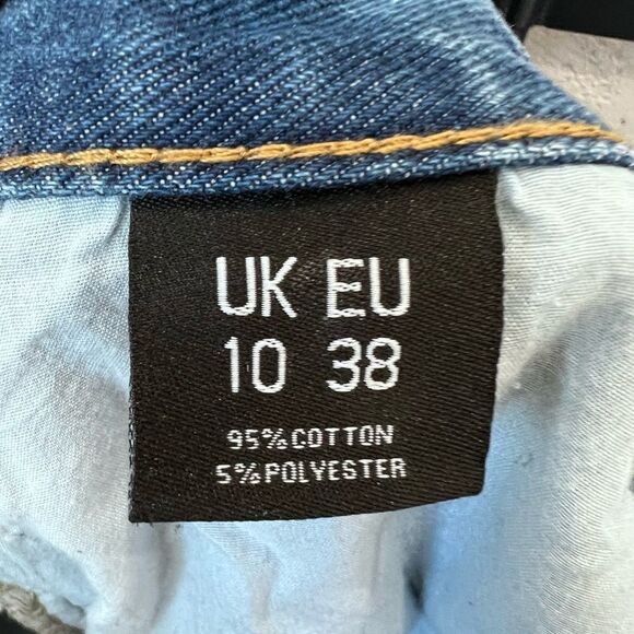 PRETTYLITTLETHING RIPPED LONG LEG STRAIGHT JEANS UK Size 10 US Size 6/28 - Picture 12 of 15